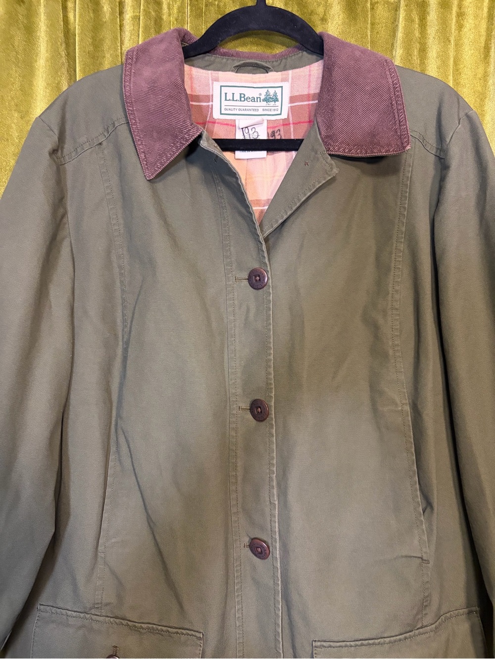 LL Bean Adirondack Barn Coat Flannel-Lined in Color Loren Size Large Retail $150 - Picture 5 of 13